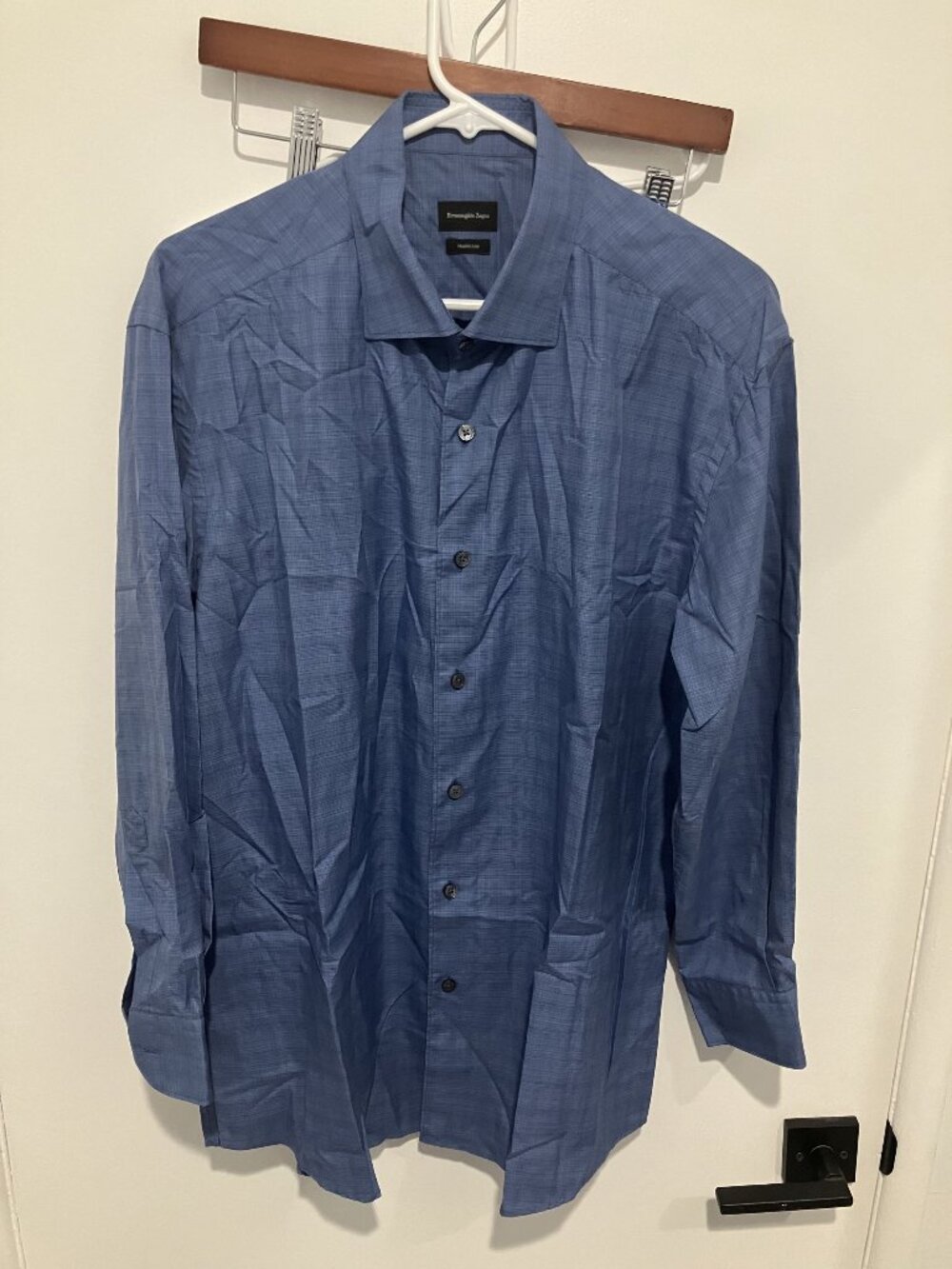 Ermenegildo Zegna Men’s Traveller Plaid Long-Sleeve Shirt, Blue, Size XXL, NWOT